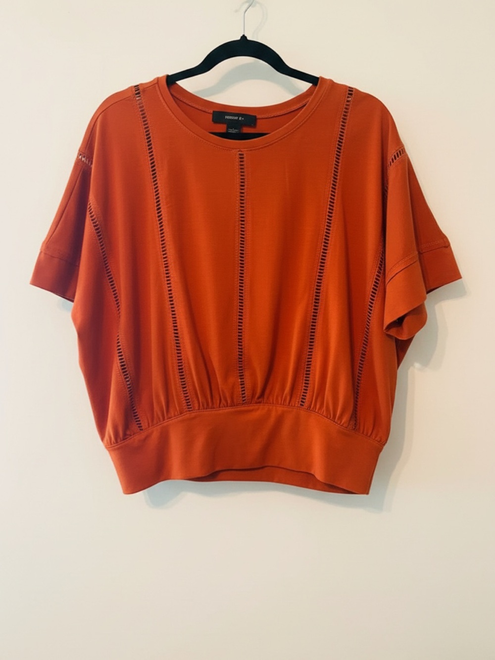 Rust Orange Short Sleeve Knit Top